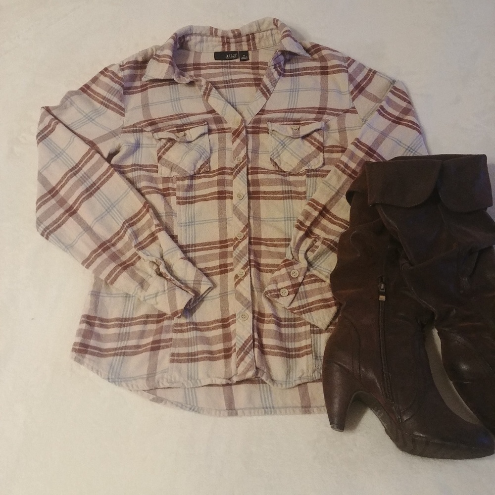 A.n.a button up flannel button up - Women's Medium